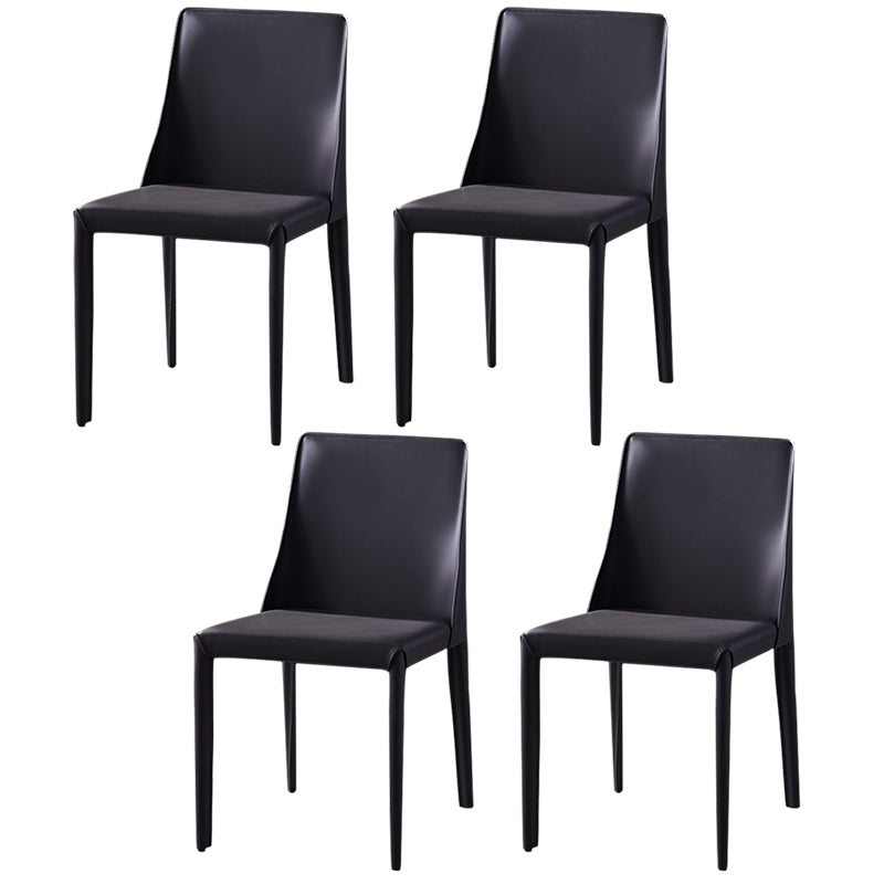 Modern Dining Room Armless Dining Chairs Multicolor Leather Side Chair Grey 4 Piece Set Clearhalo ' kitchen&dining_furn' 'Dining Chairs' 'Dining Tables & Seating' 'dining_chair' 'furn' 'furn_dining_chair' 'Furniture' 'furniture_dining_chair' 'Kitchen & Dining Furniture' 'kitchen' 3469019