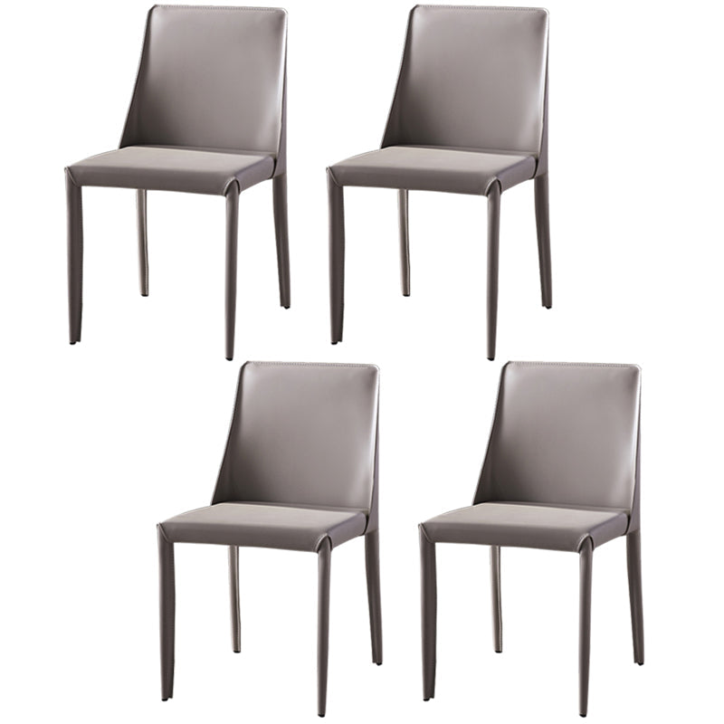 Modern Dining Room Armless Dining Chairs Multicolor Leather Side Chair Silver Gray 4 Piece Set Clearhalo ' kitchen&dining_furn' 'Dining Chairs' 'Dining Tables & Seating' 'dining_chair' 'furn' 'furn_dining_chair' 'Furniture' 'furniture_dining_chair' 'Kitchen & Dining Furniture' 'kitchen' 3469024