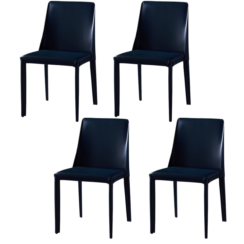 Modern Dining Room Armless Dining Chairs Multicolor Leather Side Chair Blue 4 Piece Set Clearhalo ' kitchen&dining_furn' 'Dining Chairs' 'Dining Tables & Seating' 'dining_chair' 'furn' 'furn_dining_chair' 'Furniture' 'furniture_dining_chair' 'Kitchen & Dining Furniture' 'kitchen' 3469025