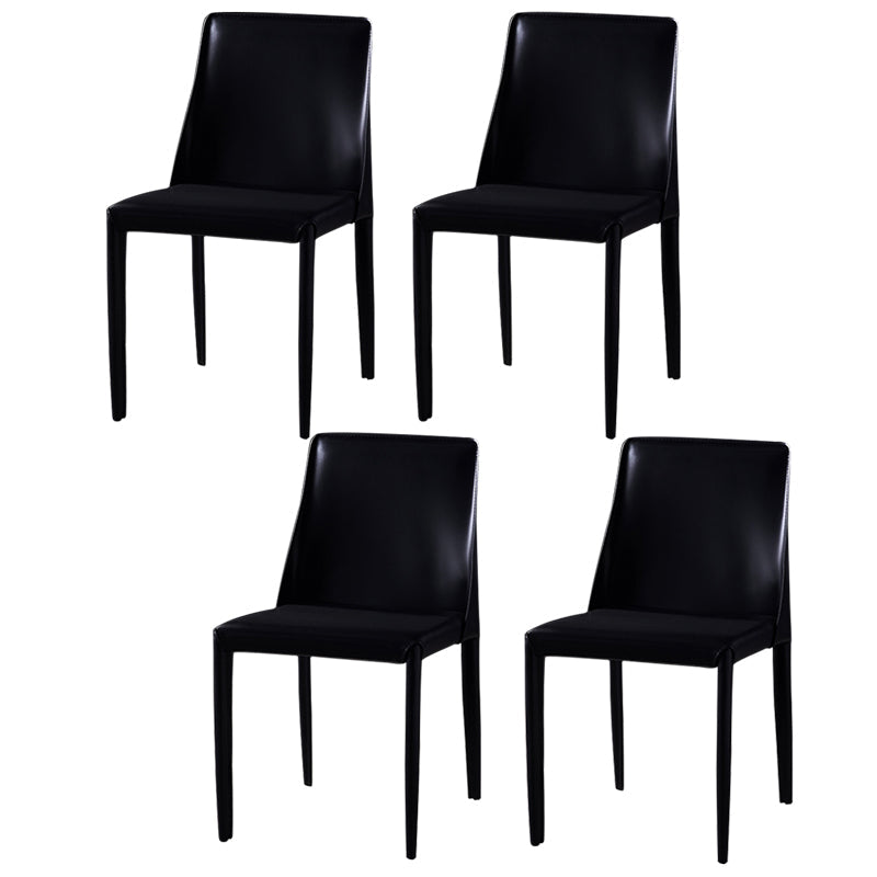 Modern Dining Room Armless Dining Chairs Multicolor Leather Side Chair Black 4 Piece Set Clearhalo ' kitchen&dining_furn' 'Dining Chairs' 'Dining Tables & Seating' 'dining_chair' 'furn' 'furn_dining_chair' 'Furniture' 'furniture_dining_chair' 'Kitchen & Dining Furniture' 'kitchen' 3469027