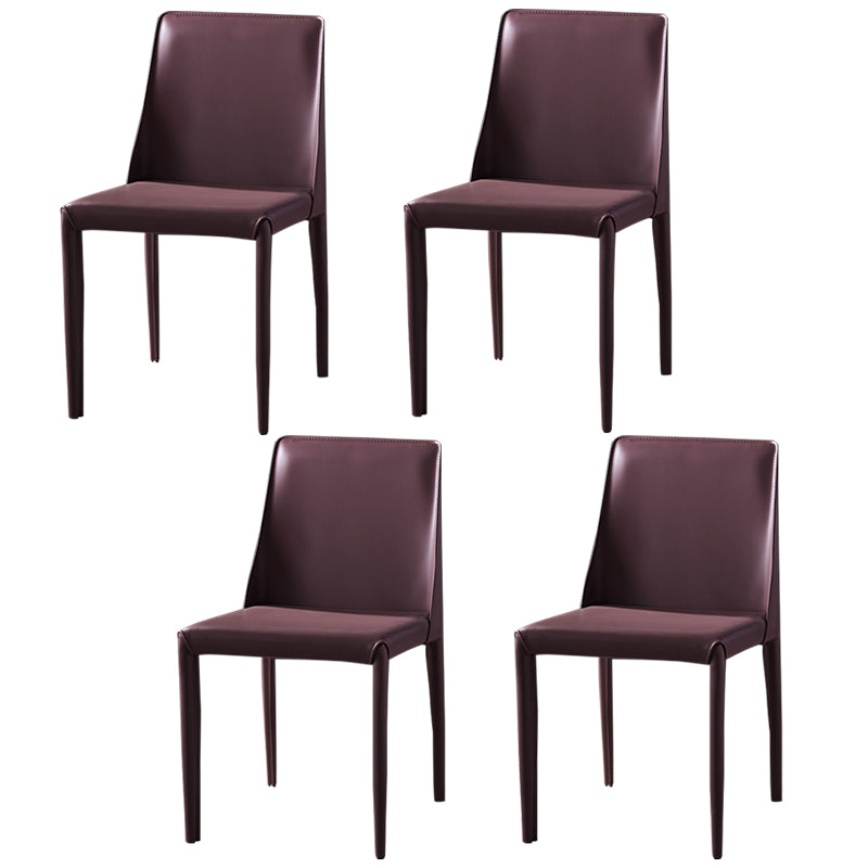 Modern Dining Room Armless Dining Chairs Multicolor Leather Side Chair Purple 4 Piece Set Clearhalo ' kitchen&dining_furn' 'Dining Chairs' 'Dining Tables & Seating' 'dining_chair' 'furn' 'furn_dining_chair' 'Furniture' 'furniture_dining_chair' 'Kitchen & Dining Furniture' 'kitchen' 3469032