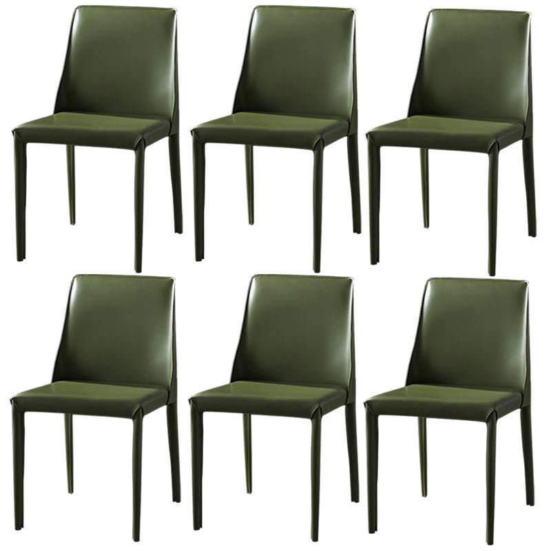 Modern Dining Room Armless Dining Chairs Multicolor Leather Side Chair Green 6 Piece Set Clearhalo ' kitchen&dining_furn' 'Dining Chairs' 'Dining Tables & Seating' 'dining_chair' 'furn' 'furn_dining_chair' 'Furniture' 'furniture_dining_chair' 'Kitchen & Dining Furniture' 'kitchen' 3469034