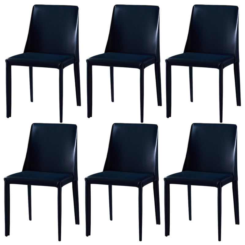 Modern Dining Room Armless Dining Chairs Multicolor Leather Side Chair Blue 6 Piece Set Clearhalo ' kitchen&dining_furn' 'Dining Chairs' 'Dining Tables & Seating' 'dining_chair' 'furn' 'furn_dining_chair' 'Furniture' 'furniture_dining_chair' 'Kitchen & Dining Furniture' 'kitchen' 3469038