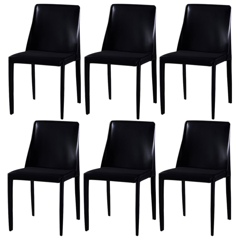 Modern Dining Room Armless Dining Chairs Multicolor Leather Side Chair Black 6 Piece Set Clearhalo ' kitchen&dining_furn' 'Dining Chairs' 'Dining Tables & Seating' 'dining_chair' 'furn' 'furn_dining_chair' 'Furniture' 'furniture_dining_chair' 'Kitchen & Dining Furniture' 'kitchen' 3469039