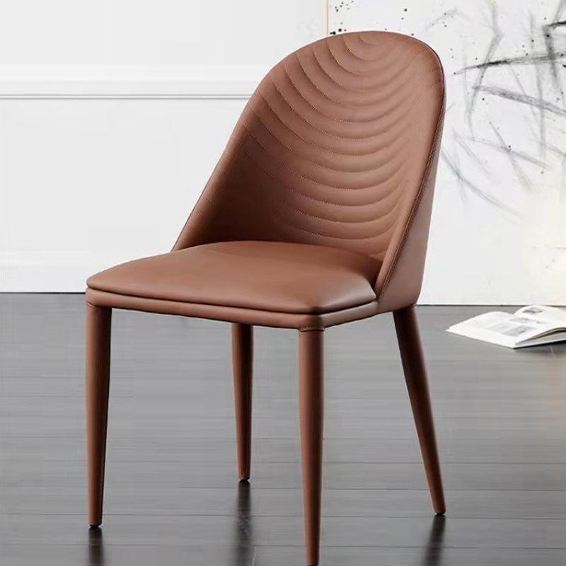 Metal Base Indoor Dining Chair 19'' Wide Parsons Leather Chair for Restaurant Clearhalo ' kitchen&dining_furn' 'Dining Chairs' 'Dining Tables & Seating' 'dining_chair' 'furn' 'furn_dining_chair' 'Furniture' 'furniture_dining_chair' 'Kitchen & Dining Furniture' 'kitchen' 3469049