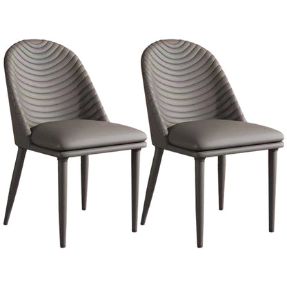 Metal Base Indoor Dining Chair 19'' Wide Parsons Leather Chair for Restaurant Grey 2 Piece Set Clearhalo ' kitchen&dining_furn' 'Dining Chairs' 'Dining Tables & Seating' 'dining_chair' 'furn' 'furn_dining_chair' 'Furniture' 'furniture_dining_chair' 'Kitchen & Dining Furniture' 'kitchen' 3469054