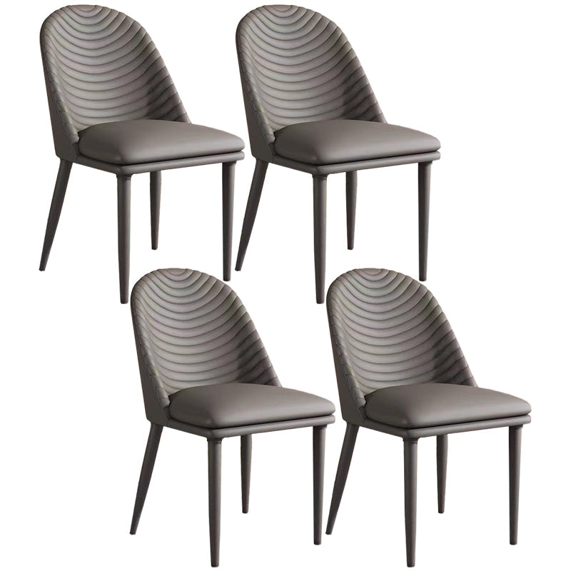 Metal Base Indoor Dining Chair 19'' Wide Parsons Leather Chair for Restaurant Grey 4 Piece Set Clearhalo ' kitchen&dining_furn' 'Dining Chairs' 'Dining Tables & Seating' 'dining_chair' 'furn' 'furn_dining_chair' 'Furniture' 'furniture_dining_chair' 'Kitchen & Dining Furniture' 'kitchen' 3469057