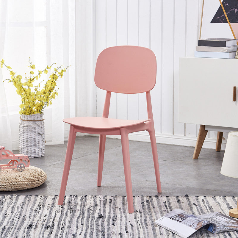 Plastic Dining Chairs Modern Kitchen Side Chair 16'' Wide Open Back Side Chair Pink 1 Piece Clearhalo ' kitchen&dining_furn' 'Dining Chairs' 'Dining Tables & Seating' 'dining_chair' 'furn' 'furn_dining_chair' 'Furniture' 'furniture_dining_chair' 'Kitchen & Dining Furniture' 'kitchen' 3469089