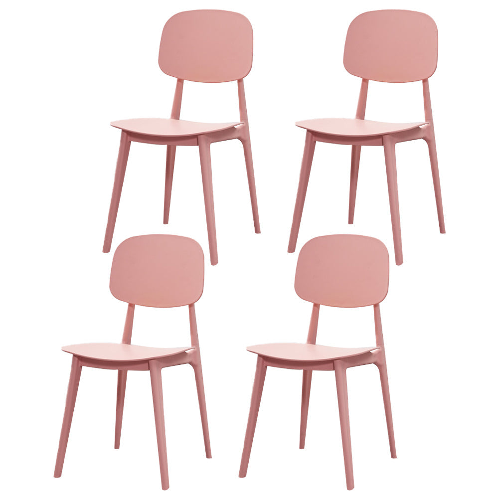 Plastic Dining Chairs Modern Kitchen Side Chair 16'' Wide Open Back Side Chair Pink 4 Piece Set Clearhalo ' kitchen&dining_furn' 'Dining Chairs' 'Dining Tables & Seating' 'dining_chair' 'furn' 'furn_dining_chair' 'Furniture' 'furniture_dining_chair' 'Kitchen & Dining Furniture' 'kitchen' 3469091