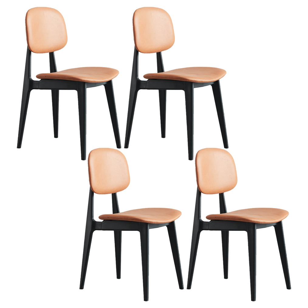 Plastic Dining Chairs Modern Kitchen Side Chair 16'' Wide Open Back Side Chair Orange 4 Piece Set Clearhalo ' kitchen&dining_furn' 'Dining Chairs' 'Dining Tables & Seating' 'dining_chair' 'furn' 'furn_dining_chair' 'Furniture' 'furniture_dining_chair' 'Kitchen & Dining Furniture' 'kitchen' 3469097