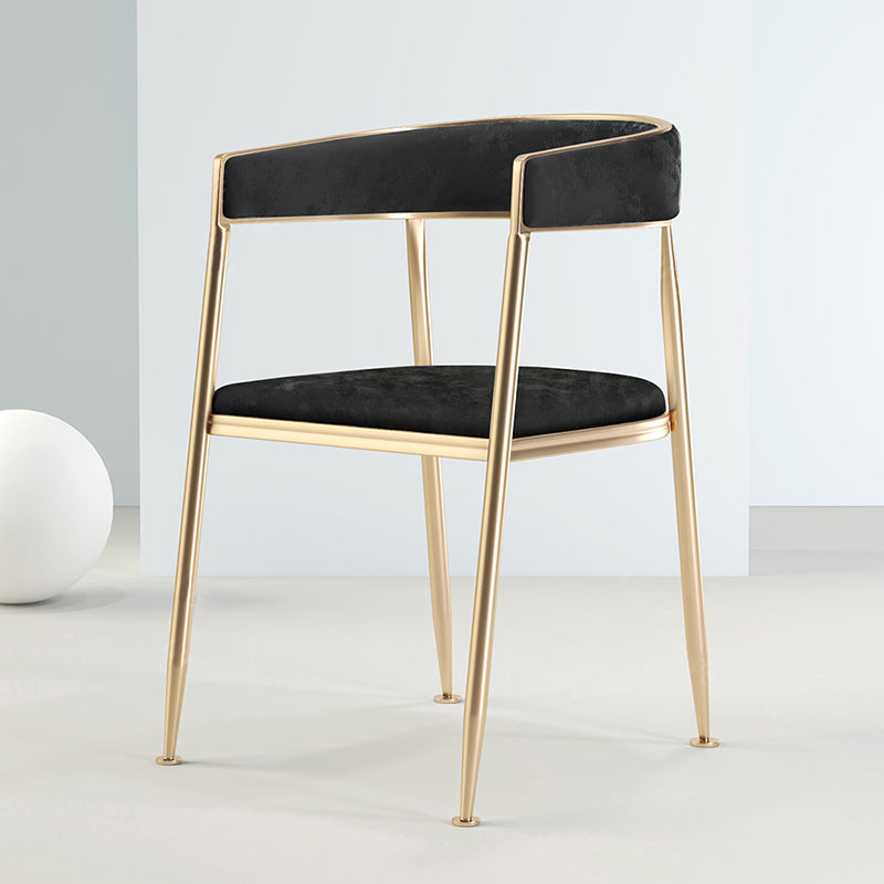 Metal Open Back Dining Side Chair Glam Style Dining Arm Chair for Home Black 1 Piece Brass Gold Clearhalo ' kitchen&dining_furn' 'Dining Chairs' 'Dining Tables & Seating' 'dining_chair' 'furn' 'furn_dining_chair' 'Furniture' 'furniture_dining_chair' 'Kitchen & Dining Furniture' 'kitchen' 3469135