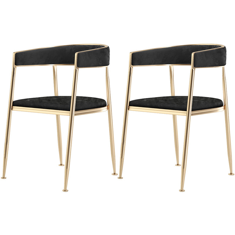 Metal Open Back Dining Side Chair Glam Style Dining Arm Chair for Home Black 2 Piece Set Brass Gold Clearhalo ' kitchen&dining_furn' 'Dining Chairs' 'Dining Tables & Seating' 'dining_chair' 'furn' 'furn_dining_chair' 'Furniture' 'furniture_dining_chair' 'Kitchen & Dining Furniture' 'kitchen' 3469136