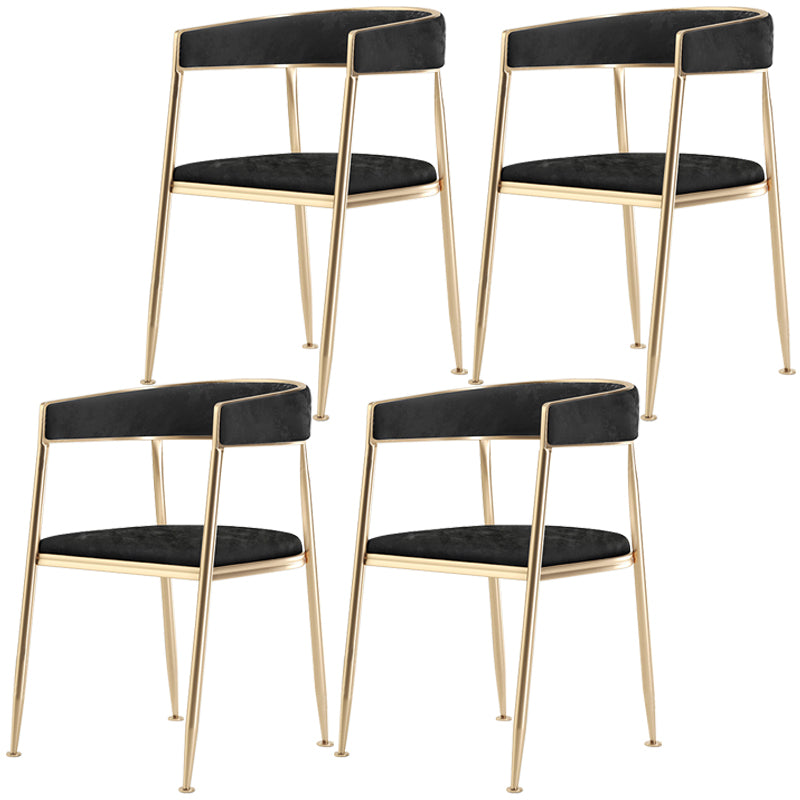 Metal Open Back Dining Side Chair Glam Style Dining Arm Chair for Home Black 4 Piece Set Brass Gold Clearhalo ' kitchen&dining_furn' 'Dining Chairs' 'Dining Tables & Seating' 'dining_chair' 'furn' 'furn_dining_chair' 'Furniture' 'furniture_dining_chair' 'Kitchen & Dining Furniture' 'kitchen' 3469139