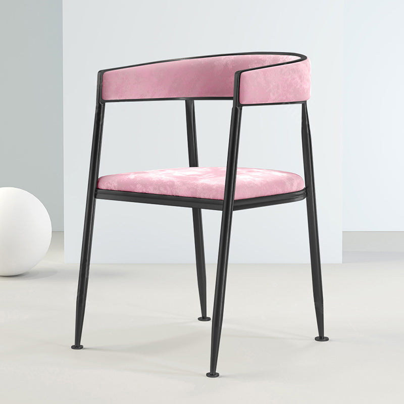 Metal Open Back Dining Side Chair Glam Style Dining Arm Chair for Home Pink 1 Piece Black Clearhalo ' kitchen&dining_furn' 'Dining Chairs' 'Dining Tables & Seating' 'dining_chair' 'furn' 'furn_dining_chair' 'Furniture' 'furniture_dining_chair' 'Kitchen & Dining Furniture' 'kitchen' 3469140