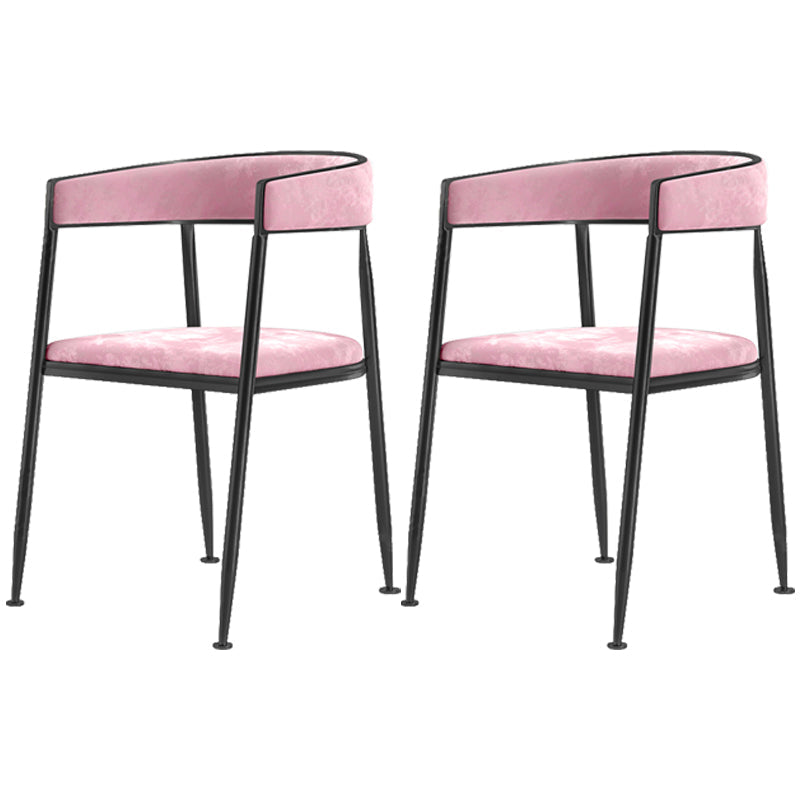 Metal Open Back Dining Side Chair Glam Style Dining Arm Chair for Home Pink 2 Piece Set Black Clearhalo ' kitchen&dining_furn' 'Dining Chairs' 'Dining Tables & Seating' 'dining_chair' 'furn' 'furn_dining_chair' 'Furniture' 'furniture_dining_chair' 'Kitchen & Dining Furniture' 'kitchen' 3469143