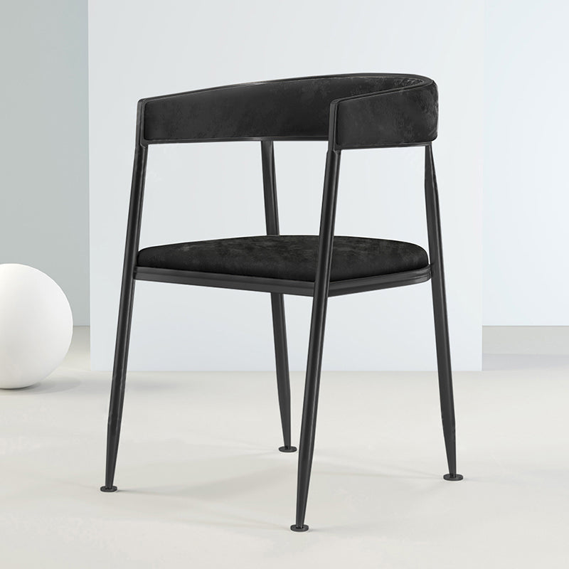 Metal Open Back Dining Side Chair Glam Style Dining Arm Chair for Home Black 1 Piece Black Clearhalo ' kitchen&dining_furn' 'Dining Chairs' 'Dining Tables & Seating' 'dining_chair' 'furn' 'furn_dining_chair' 'Furniture' 'furniture_dining_chair' 'Kitchen & Dining Furniture' 'kitchen' 3469146