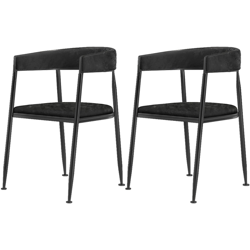 Metal Open Back Dining Side Chair Glam Style Dining Arm Chair for Home Black 2 Piece Set Black Clearhalo ' kitchen&dining_furn' 'Dining Chairs' 'Dining Tables & Seating' 'dining_chair' 'furn' 'furn_dining_chair' 'Furniture' 'furniture_dining_chair' 'Kitchen & Dining Furniture' 'kitchen' 3469148