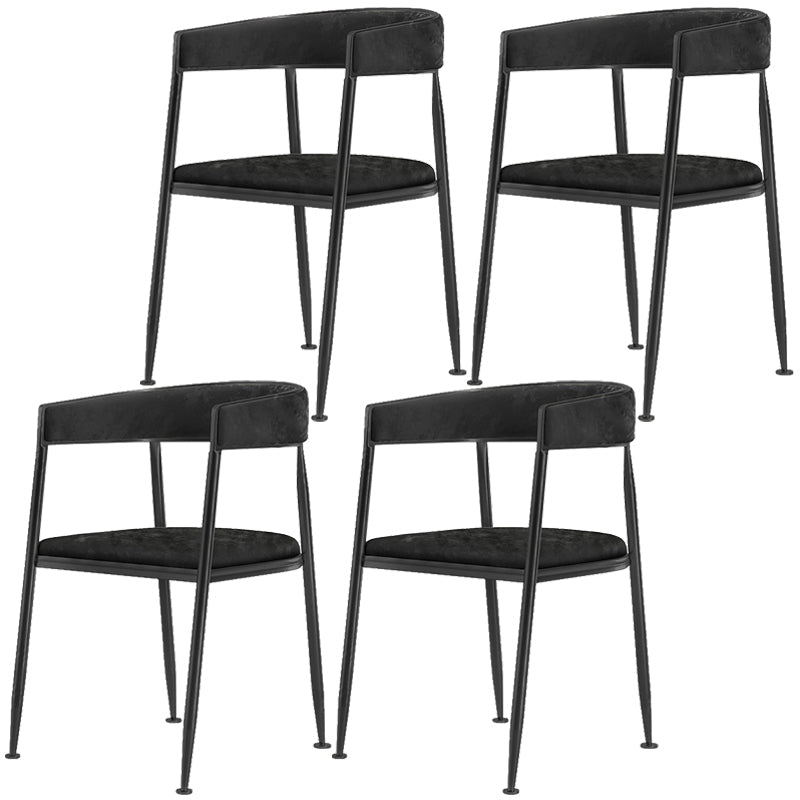 Metal Open Back Dining Side Chair Glam Style Dining Arm Chair for Home Black 4 Piece Set Black Clearhalo ' kitchen&dining_furn' 'Dining Chairs' 'Dining Tables & Seating' 'dining_chair' 'furn' 'furn_dining_chair' 'Furniture' 'furniture_dining_chair' 'Kitchen & Dining Furniture' 'kitchen' 3469150
