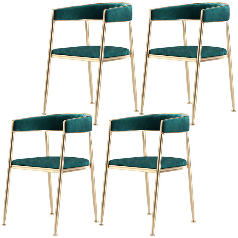 Metal Open Back Dining Side Chair Glam Style Dining Arm Chair for Home Green 4 Piece Set Brass Gold Clearhalo ' kitchen&dining_furn' 'Dining Chairs' 'Dining Tables & Seating' 'dining_chair' 'furn' 'furn_dining_chair' 'Furniture' 'furniture_dining_chair' 'Kitchen & Dining Furniture' 'kitchen' 3469155