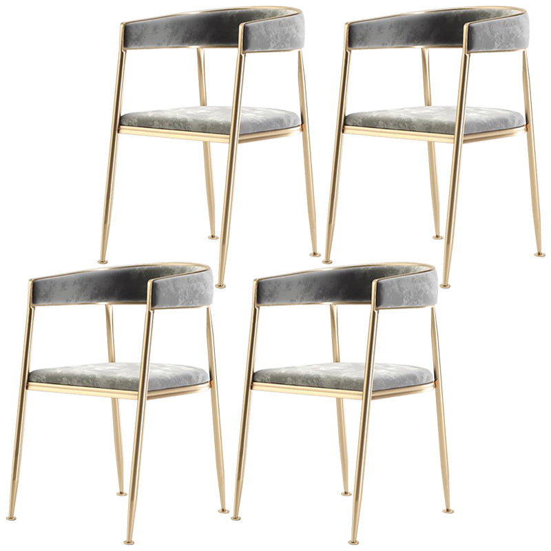 Metal Open Back Dining Side Chair Glam Style Dining Arm Chair for Home Grey 4 Piece Set Brass Gold Clearhalo ' kitchen&dining_furn' 'Dining Chairs' 'Dining Tables & Seating' 'dining_chair' 'furn' 'furn_dining_chair' 'Furniture' 'furniture_dining_chair' 'Kitchen & Dining Furniture' 'kitchen' 3469161