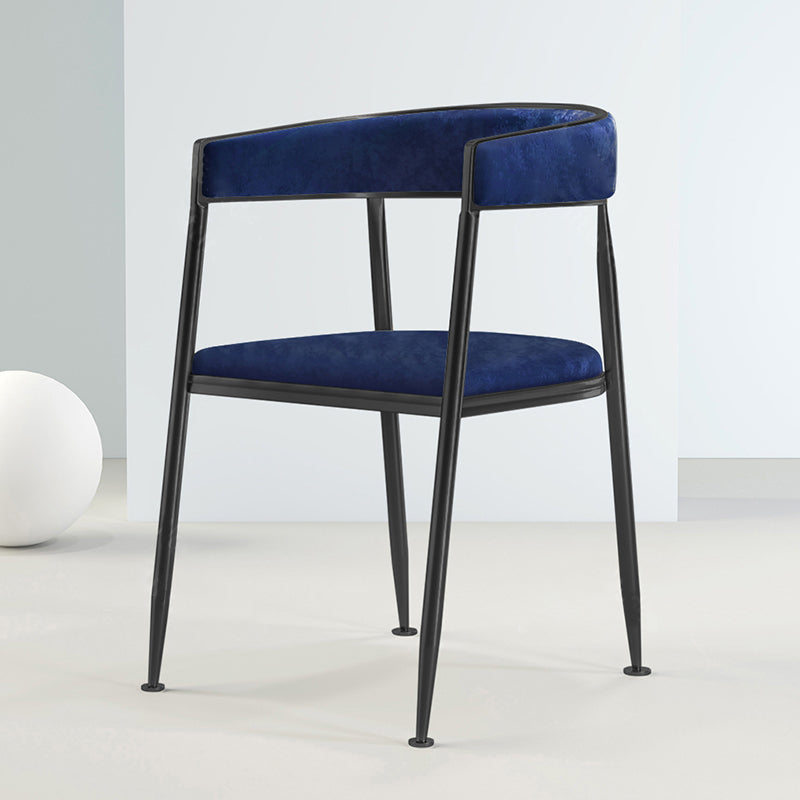 Metal Open Back Dining Side Chair Glam Style Dining Arm Chair for Home Blue 1 Piece Black Clearhalo ' kitchen&dining_furn' 'Dining Chairs' 'Dining Tables & Seating' 'dining_chair' 'furn' 'furn_dining_chair' 'Furniture' 'furniture_dining_chair' 'Kitchen & Dining Furniture' 'kitchen' 3469162