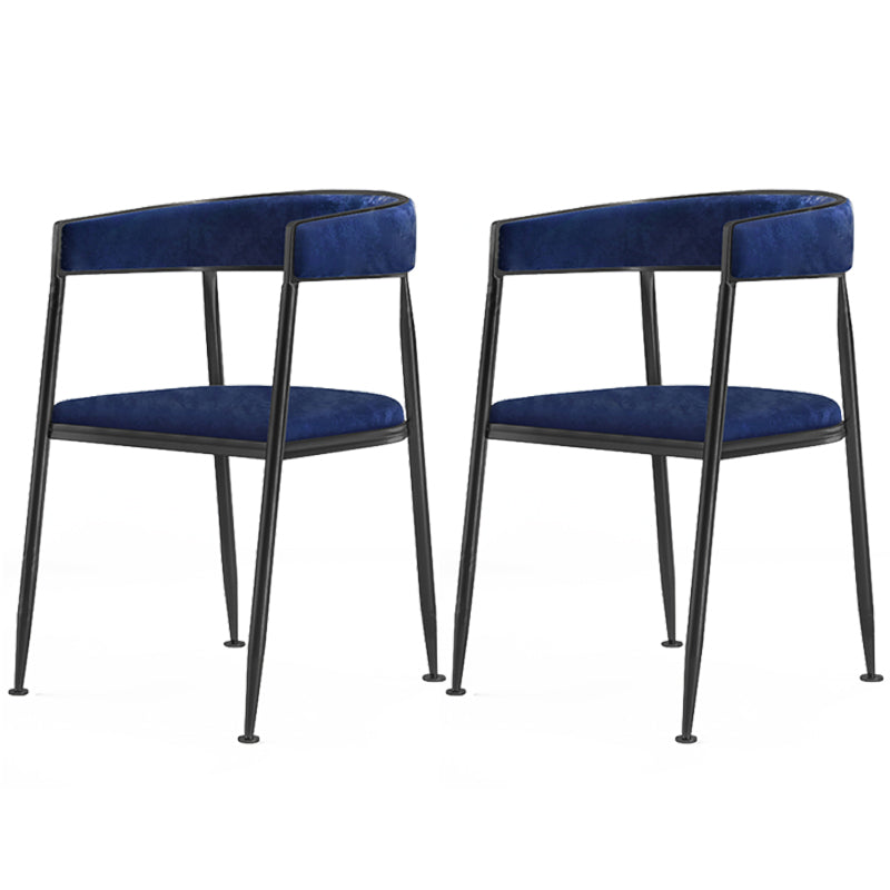 Metal Open Back Dining Side Chair Glam Style Dining Arm Chair for Home Blue 2 Piece Set Black Clearhalo ' kitchen&dining_furn' 'Dining Chairs' 'Dining Tables & Seating' 'dining_chair' 'furn' 'furn_dining_chair' 'Furniture' 'furniture_dining_chair' 'Kitchen & Dining Furniture' 'kitchen' 3469163