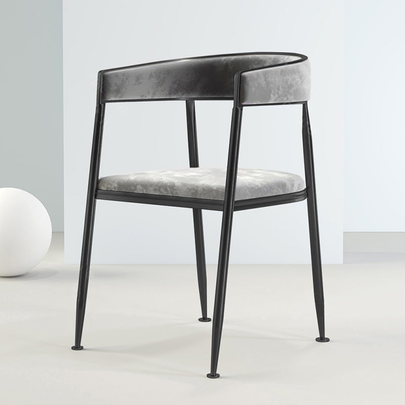 Metal Open Back Dining Side Chair Glam Style Dining Arm Chair for Home Grey 1 Piece Black Clearhalo ' kitchen&dining_furn' 'Dining Chairs' 'Dining Tables & Seating' 'dining_chair' 'furn' 'furn_dining_chair' 'Furniture' 'furniture_dining_chair' 'Kitchen & Dining Furniture' 'kitchen' 3469165