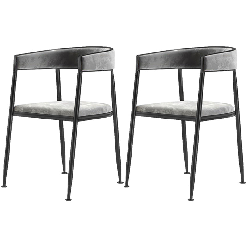 Metal Open Back Dining Side Chair Glam Style Dining Arm Chair for Home Grey 2 Piece Set Black Clearhalo ' kitchen&dining_furn' 'Dining Chairs' 'Dining Tables & Seating' 'dining_chair' 'furn' 'furn_dining_chair' 'Furniture' 'furniture_dining_chair' 'Kitchen & Dining Furniture' 'kitchen' 3469166