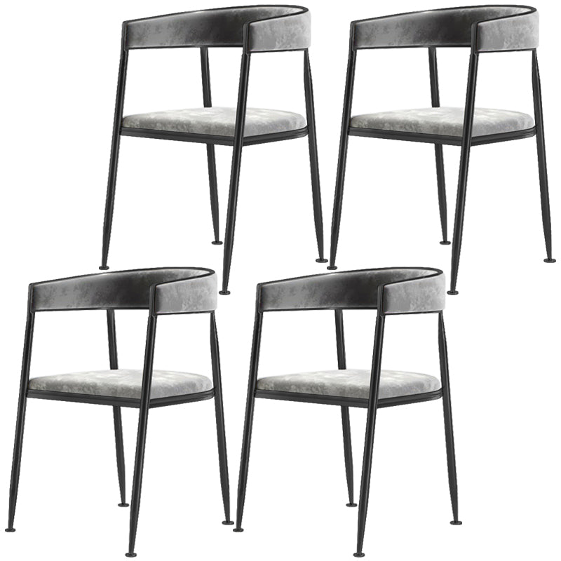 Metal Open Back Dining Side Chair Glam Style Dining Arm Chair for Home Grey 4 Piece Set Black Clearhalo ' kitchen&dining_furn' 'Dining Chairs' 'Dining Tables & Seating' 'dining_chair' 'furn' 'furn_dining_chair' 'Furniture' 'furniture_dining_chair' 'Kitchen & Dining Furniture' 'kitchen' 3469167