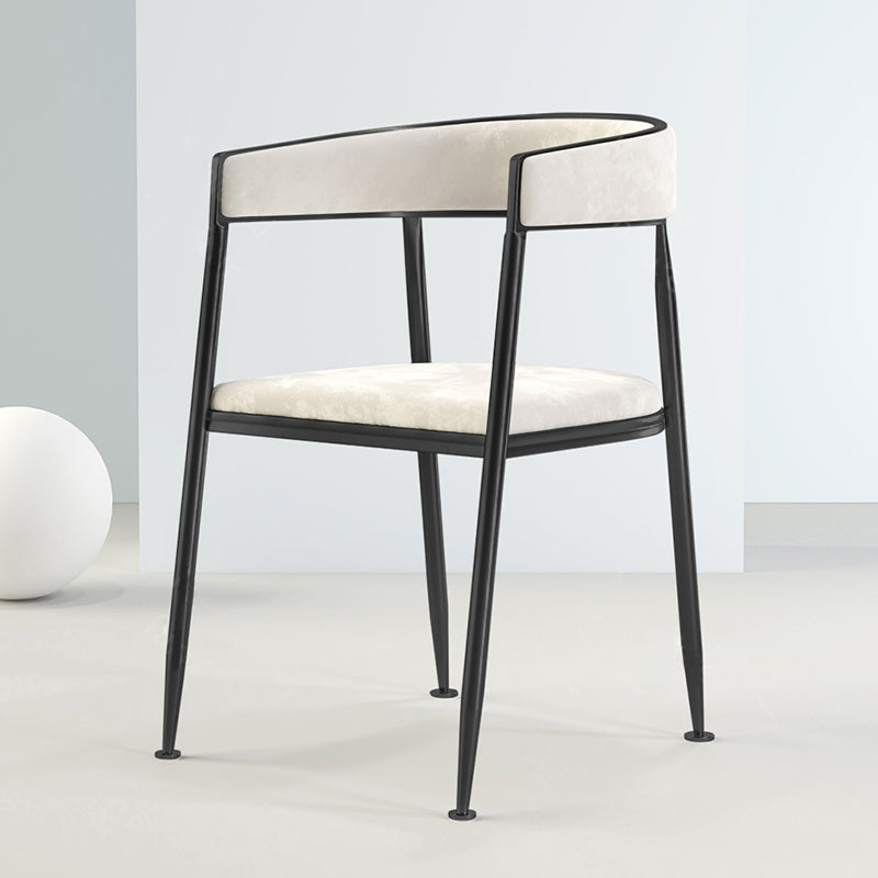 Metal Open Back Dining Side Chair Glam Style Dining Arm Chair for Home Off-White 1 Piece Black Clearhalo ' kitchen&dining_furn' 'Dining Chairs' 'Dining Tables & Seating' 'dining_chair' 'furn' 'furn_dining_chair' 'Furniture' 'furniture_dining_chair' 'Kitchen & Dining Furniture' 'kitchen' 3469168