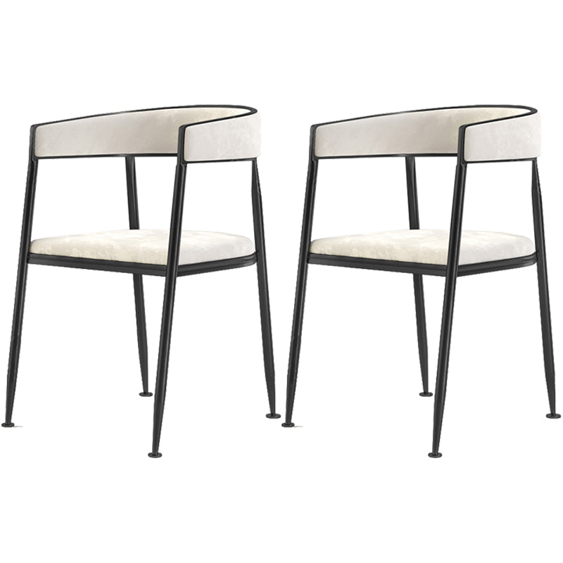 Metal Open Back Dining Side Chair Glam Style Dining Arm Chair for Home Off-White 2 Piece Set Black Clearhalo ' kitchen&dining_furn' 'Dining Chairs' 'Dining Tables & Seating' 'dining_chair' 'furn' 'furn_dining_chair' 'Furniture' 'furniture_dining_chair' 'Kitchen & Dining Furniture' 'kitchen' 3469169
