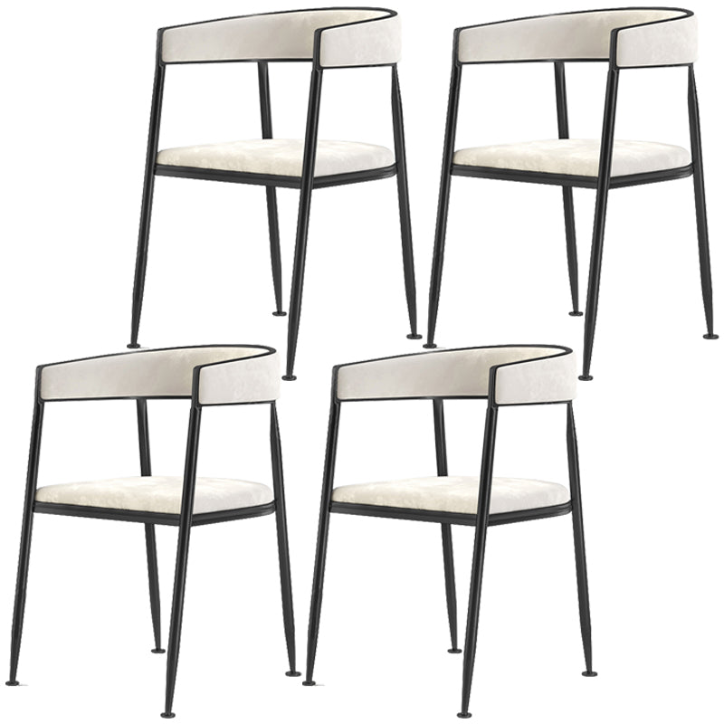 Metal Open Back Dining Side Chair Glam Style Dining Arm Chair for Home Off-White 4 Piece Set Black Clearhalo ' kitchen&dining_furn' 'Dining Chairs' 'Dining Tables & Seating' 'dining_chair' 'furn' 'furn_dining_chair' 'Furniture' 'furniture_dining_chair' 'Kitchen & Dining Furniture' 'kitchen' 3469170