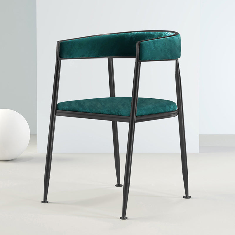 Metal Open Back Dining Side Chair Glam Style Dining Arm Chair for Home Green 1 Piece Black Clearhalo ' kitchen&dining_furn' 'Dining Chairs' 'Dining Tables & Seating' 'dining_chair' 'furn' 'furn_dining_chair' 'Furniture' 'furniture_dining_chair' 'Kitchen & Dining Furniture' 'kitchen' 3469171