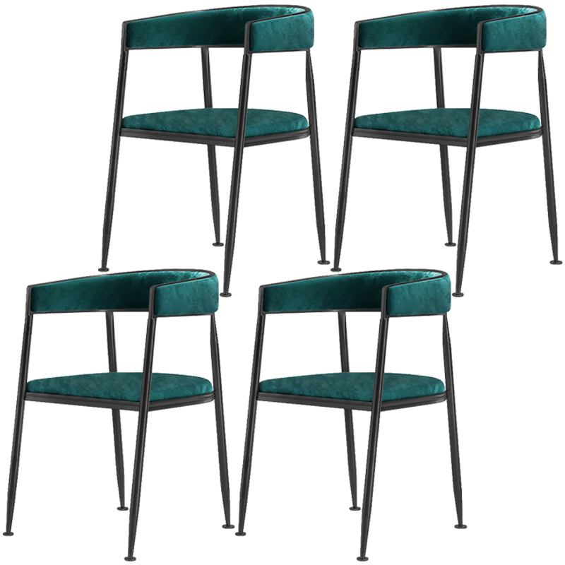 Metal Open Back Dining Side Chair Glam Style Dining Arm Chair for Home Green 4 Piece Set Black Clearhalo ' kitchen&dining_furn' 'Dining Chairs' 'Dining Tables & Seating' 'dining_chair' 'furn' 'furn_dining_chair' 'Furniture' 'furniture_dining_chair' 'Kitchen & Dining Furniture' 'kitchen' 3469173