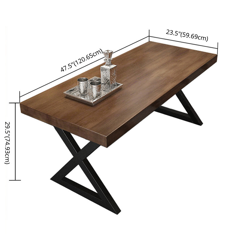 Industrial Solid Wood Dining¬†Room¬†Set with Rectangle Table and Metal Base Dining Table Furniture Clearhalo 'Dining Room Sets' 'Dining Tables & Seating' 'dining_room_set' 'furn' 'furn_dining_room_set' 'Furniture' 'furniture_dining_room_set' 'Kitchen & Dining Furniture' 'kitchen&dining_furn' 'kitchen' 3473329