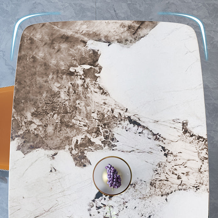 Standard Sintered Stone Top Dining Set with 1 Gold Metallic Legs for Dining Furniture Clearhalo 'Dining Room Sets' 'Dining Tables & Seating' 'dining_room_set' 'furn' 'furn_dining_room_set' 'Furniture' 'furniture_dining_room_set' 'Kitchen & Dining Furniture' 'kitchen&dining_furn' 'kitchen' 3473336