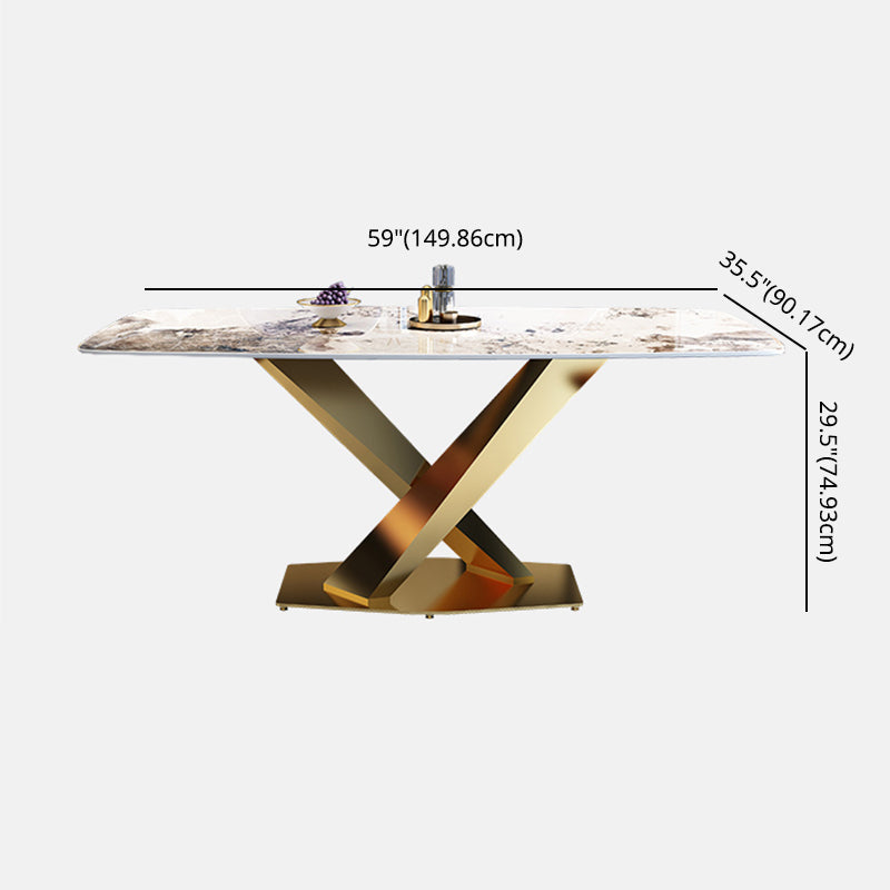 Standard Sintered Stone Top Dining Set with 1 Gold Metallic Legs for Dining Furniture Clearhalo 'Dining Room Sets' 'Dining Tables & Seating' 'dining_room_set' 'furn' 'furn_dining_room_set' 'Furniture' 'furniture_dining_room_set' 'Kitchen & Dining Furniture' 'kitchen&dining_furn' 'kitchen' 3473343