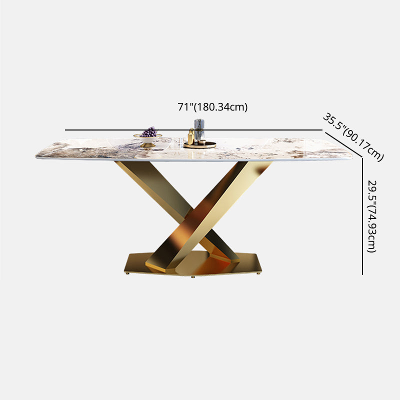 Standard Sintered Stone Top Dining Set with 1 Gold Metallic Legs for Dining Furniture Clearhalo 'Dining Room Sets' 'Dining Tables & Seating' 'dining_room_set' 'furn' 'furn_dining_room_set' 'Furniture' 'furniture_dining_room_set' 'Kitchen & Dining Furniture' 'kitchen&dining_furn' 'kitchen' 3473344