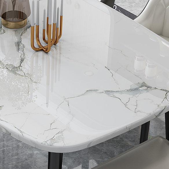 Modern Sintered Stone Table Set of 5/7 with Rectangle Table Dining Set with Leather Chairs Clearhalo 'Dining Room Sets' 'Dining Tables & Seating' 'dining_room_set' 'furn' 'furn_dining_room_set' 'Furniture' 'furniture_dining_room_set' 'Kitchen & Dining Furniture' 'kitchen&dining_furn' 'kitchen' 3473354