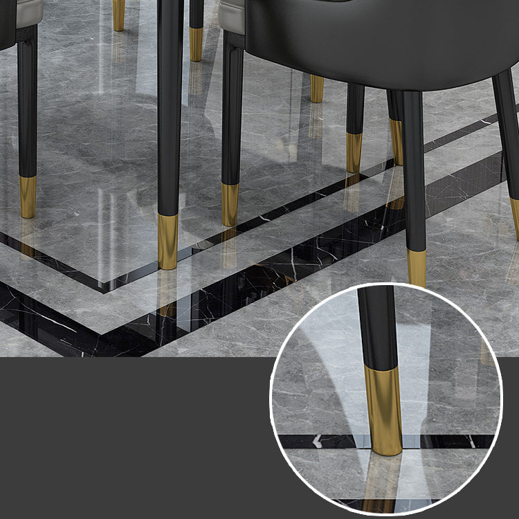 Modern Sintered Stone Table Set of 5/7 with Rectangle Table Dining Set with Leather Chairs Clearhalo 'Dining Room Sets' 'Dining Tables & Seating' 'dining_room_set' 'furn' 'furn_dining_room_set' 'Furniture' 'furniture_dining_room_set' 'Kitchen & Dining Furniture' 'kitchen&dining_furn' 'kitchen' 3473355