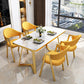 Nordic Traditional Height Sintered Stone Dining Table Rectangle Dining Room Set For Home 47.2"L x 23.6"W x 29.5"H Yellow Clearhalo 'Dining Room Sets' 'Dining Tables & Seating' 'dining_room_set' 'furn' 'furn_dining_room_set' 'Furniture' 'furniture_dining_room_set' 'Kitchen & Dining Furniture' 'kitchen&dining_furn' 'kitchen' 3473363