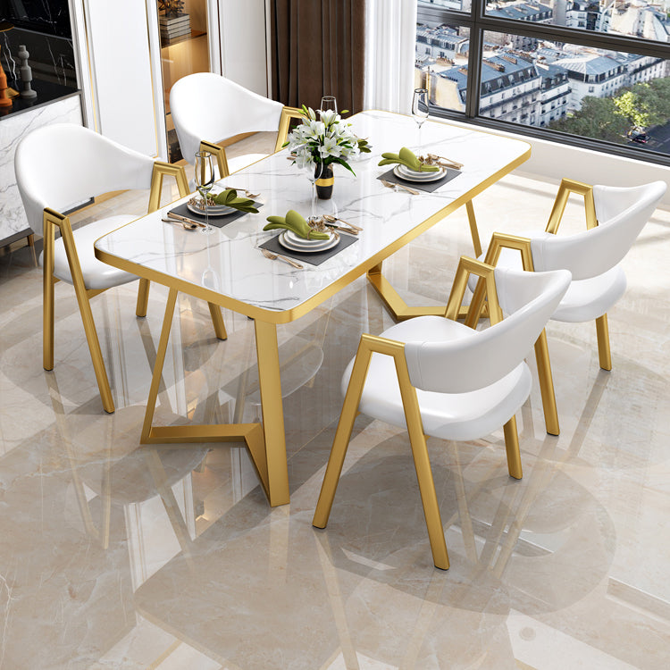 Nordic Traditional Height Sintered Stone Dining Table Rectangle Dining Room Set For Home Clearhalo 'Dining Room Sets' 'Dining Tables & Seating' 'dining_room_set' 'furn' 'furn_dining_room_set' 'Furniture' 'furniture_dining_room_set' 'Kitchen & Dining Furniture' 'kitchen&dining_furn' 'kitchen' 3473364