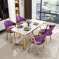 Nordic Traditional Height Sintered Stone Dining Table Rectangle Dining Room Set For Home 47.2"L x 23.6"W x 29.5"H Purple Clearhalo 'Dining Room Sets' 'Dining Tables & Seating' 'dining_room_set' 'furn' 'furn_dining_room_set' 'Furniture' 'furniture_dining_room_set' 'Kitchen & Dining Furniture' 'kitchen&dining_furn' 'kitchen' 3473367
