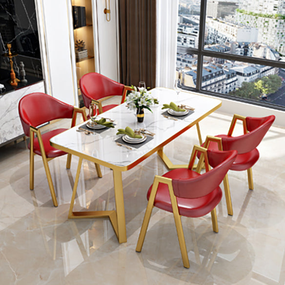 Nordic Traditional Height Sintered Stone Dining Table Rectangle Dining Room Set For Home 47.2"L x 23.6"W x 29.5"H Red Clearhalo 'Dining Room Sets' 'Dining Tables & Seating' 'dining_room_set' 'furn' 'furn_dining_room_set' 'Furniture' 'furniture_dining_room_set' 'Kitchen & Dining Furniture' 'kitchen&dining_furn' 'kitchen' 3473368