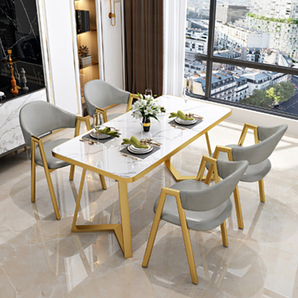 Nordic Traditional Height Sintered Stone Dining Table Rectangle Dining Room Set For Home Clearhalo 'Dining Room Sets' 'Dining Tables & Seating' 'dining_room_set' 'furn' 'furn_dining_room_set' 'Furniture' 'furniture_dining_room_set' 'Kitchen & Dining Furniture' 'kitchen&dining_furn' 'kitchen' 3473369