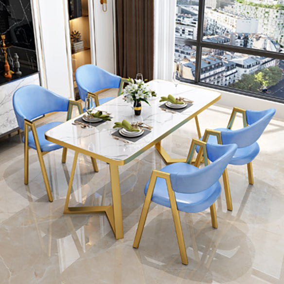 Nordic Traditional Height Sintered Stone Dining Table Rectangle Dining Room Set For Home 47.2"L x 23.6"W x 29.5"H Blue Clearhalo 'Dining Room Sets' 'Dining Tables & Seating' 'dining_room_set' 'furn' 'furn_dining_room_set' 'Furniture' 'furniture_dining_room_set' 'Kitchen & Dining Furniture' 'kitchen&dining_furn' 'kitchen' 3473372