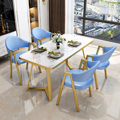 Nordic Traditional Height Sintered Stone Dining Table Rectangle Dining Room Set For Home 47.2"L x 23.6"W x 29.5"H Blue Clearhalo 'Dining Room Sets' 'Dining Tables & Seating' 'dining_room_set' 'furn' 'furn_dining_room_set' 'Furniture' 'furniture_dining_room_set' 'Kitchen & Dining Furniture' 'kitchen&dining_furn' 'kitchen' 3473372