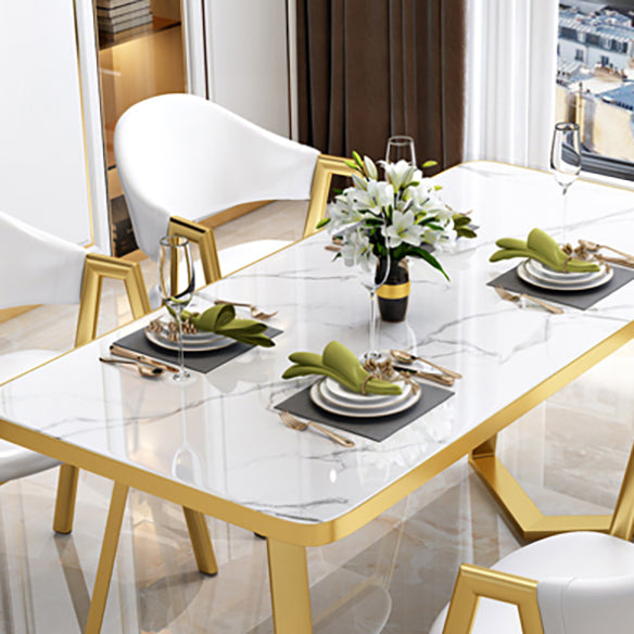 Nordic Traditional Height Sintered Stone Dining Table Rectangle Dining Room Set For Home Clearhalo 'Dining Room Sets' 'Dining Tables & Seating' 'dining_room_set' 'furn' 'furn_dining_room_set' 'Furniture' 'furniture_dining_room_set' 'Kitchen & Dining Furniture' 'kitchen&dining_furn' 'kitchen' 3473376