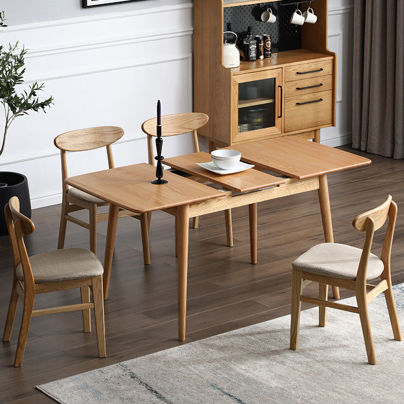 Minimalist Style Dining Table with Self-Storing¬†Leaf Solid Wood Dining Table and Chairs for Home Use Clearhalo 'Dining Room Sets' 'Dining Tables & Seating' 'dining_room_set' 'furn' 'furn_dining_room_set' 'Furniture' 'furniture_dining_room_set' 'Kitchen & Dining Furniture' 'kitchen&dining_furn' 'kitchen' 3473395