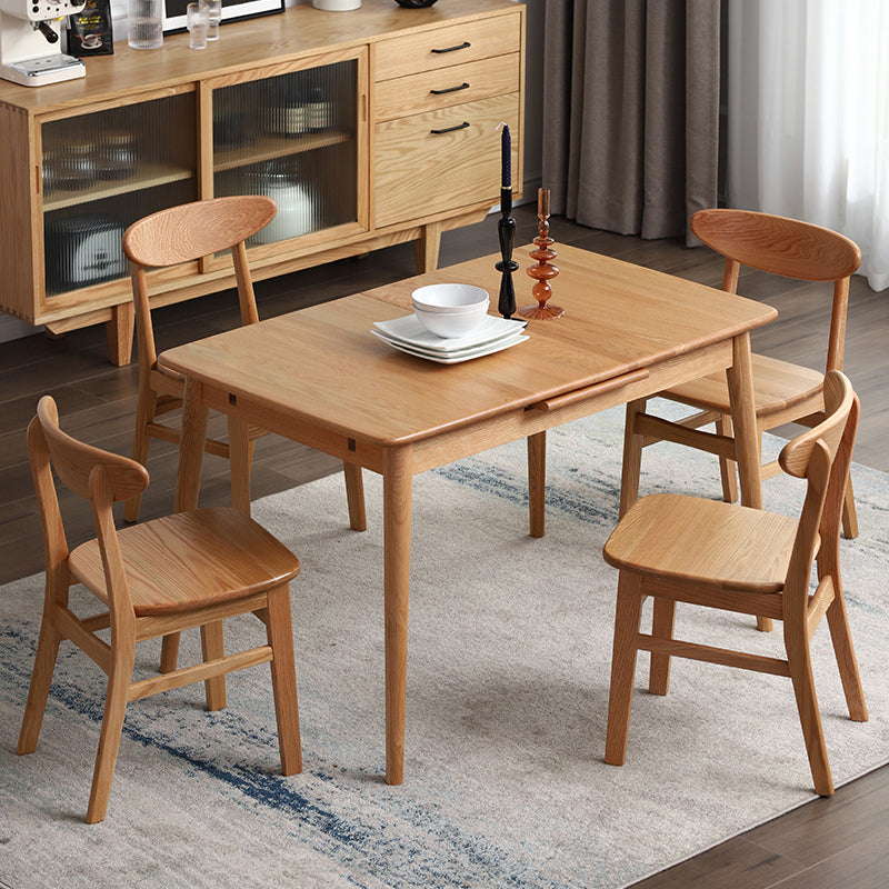 Minimalist Style Dining Table with Self-Storing¬†Leaf Solid Wood Dining Table and Chairs for Home Use Clearhalo 'Dining Room Sets' 'Dining Tables & Seating' 'dining_room_set' 'furn' 'furn_dining_room_set' 'Furniture' 'furniture_dining_room_set' 'Kitchen & Dining Furniture' 'kitchen&dining_furn' 'kitchen' 3473401